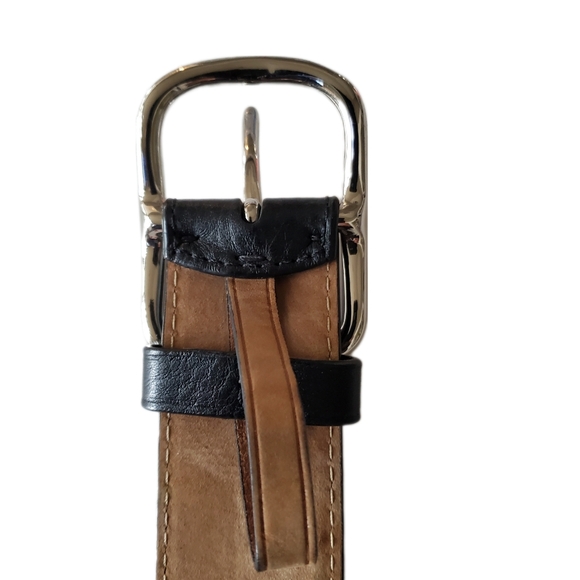 Coach Black Pebble Leather Men's Belt Silver Tone Buckle Size 32 - Picture 7 of 11